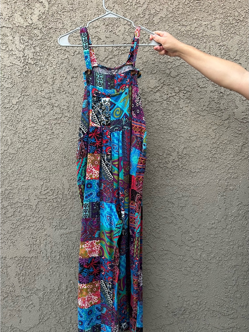 Boho Patchwork Print Wide-Leg Jumpsuit - Multicolor